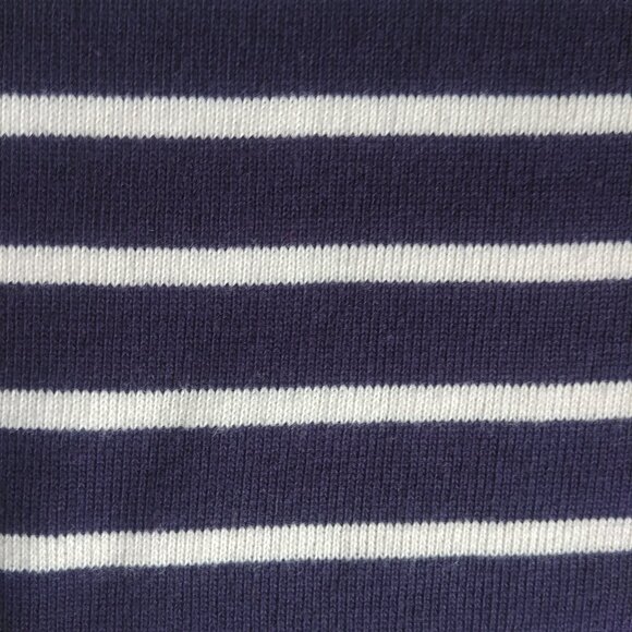 LL Bean navy blue white striped top elbow sleeves size XS Petite - Picture 4 of 8